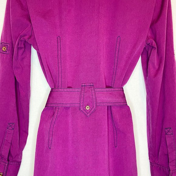 Tory Burch Magenta Shirtdress with Contrast Topstitch - Picture 6 of 8